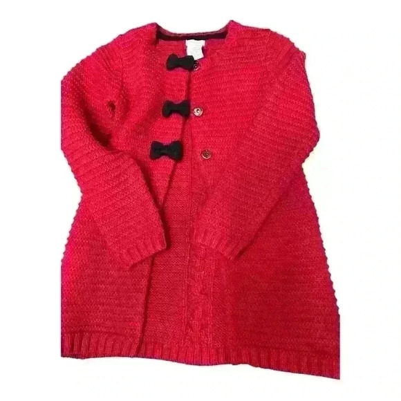 Tahari Kids Red Knit Sweater Black Bow Front Snap Closure Christmas, L 6x - Picture 6 of 6